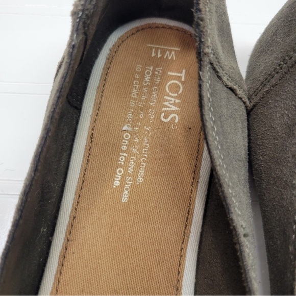 Toms Green Suede Jutti Flats Size 11 - Picture 3 of 5